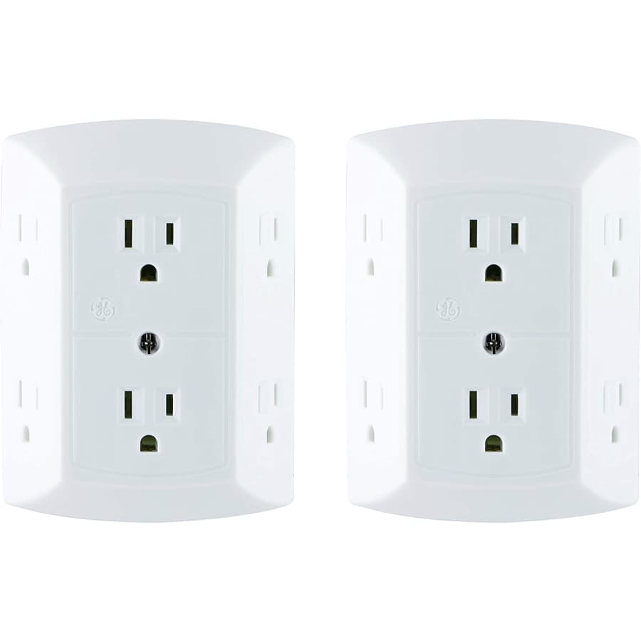 GE 6-Outlet Adapter Spaced Wall Tap 2-Pack for $12