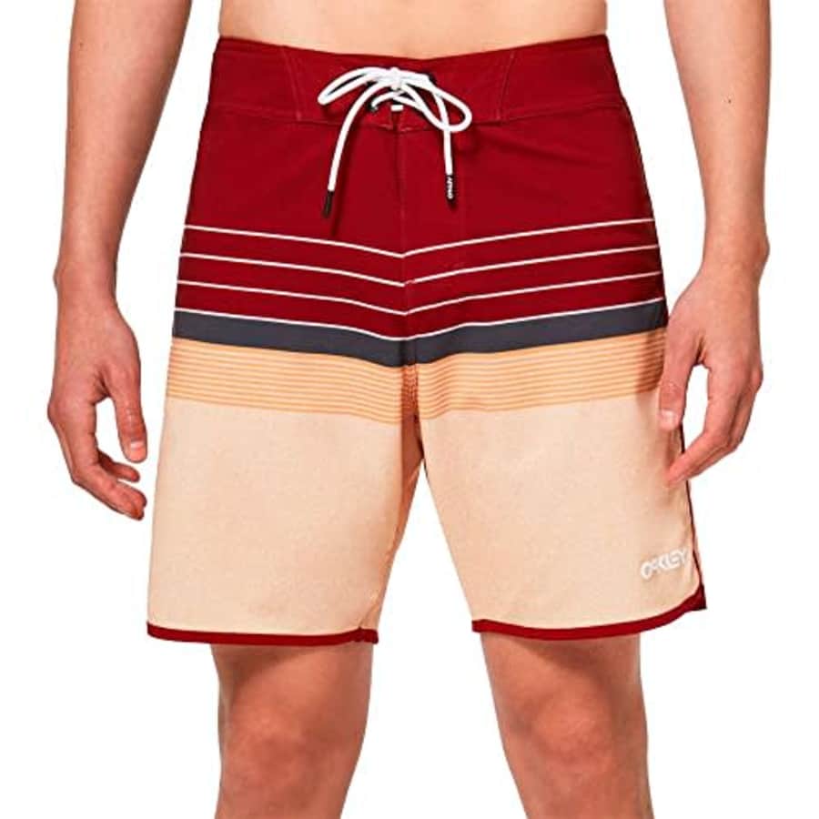 Oakley Men's Standard Retro Lines 18 RC Boardshorts, Iron Red Stripes, 32 for $39