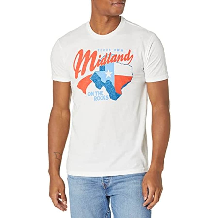 Merch Traffic Men's Official Midland Texas On the Rocks White T-Shirt, Medium for $17