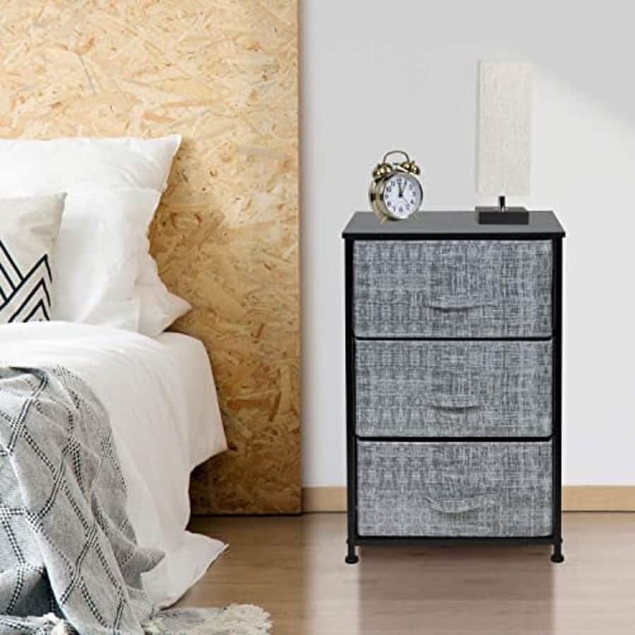 Sorbus Nightstand with 3 Drawers - Bedside Furniture & Night Stand End Table Dresser with Steel for $38
