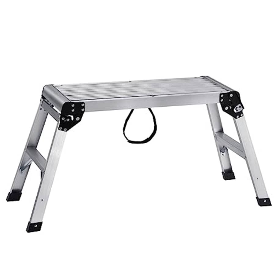 VEVOR Folding Work Platform, 30"12"20" Aluminum Drywall Stool Ladder, 330 lbs Load Capacity Heavy for $53