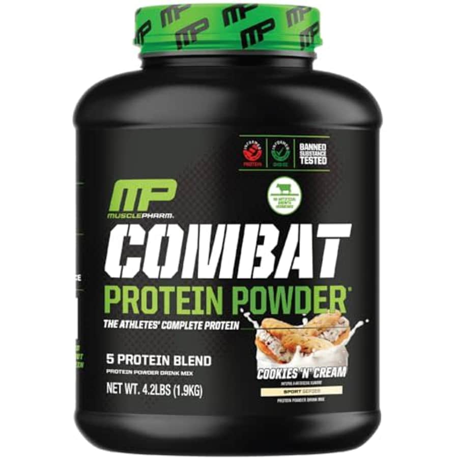 Muscle Pharm MusclePharm Combat Protein Powder, Cookies N Cream Flavor, Fuels Muscles for Productive Workouts, 5 for $70 Muscle Pharm MusclePharm Combat Protein Powder, Cookies N Cream Flavor, Fuels Muscles for Productive Workouts, 5 for $70