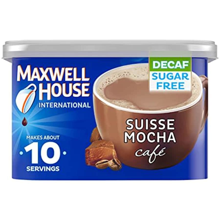 Maxwell House Sugar Free Naturally Decaffeinated Suisse Mocha Coffee Drink Mix, 4 oz for $10