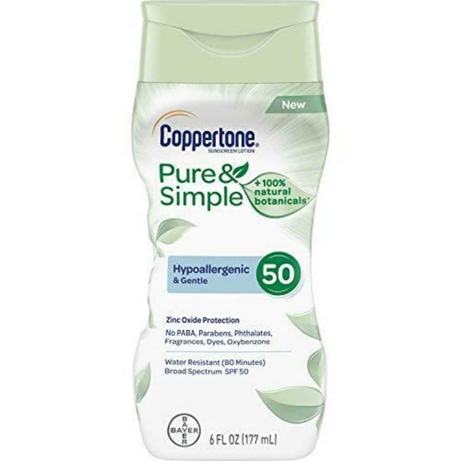 Coppertone Pure & Simple SPF 50 6-oz. Sunscreen Lotion for $10
