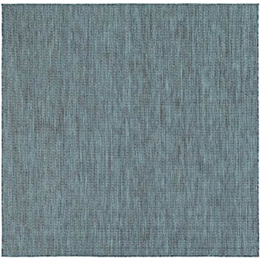 Unique Loom Outdoor Solid Collection Area Rug (5' 3" Square Teal/Navy Blue) for $45