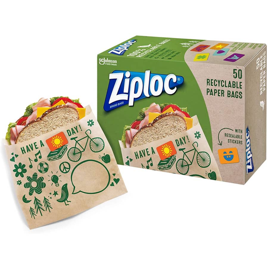 Ziploc Paper Sandwich Bags 50-Count Box for $6