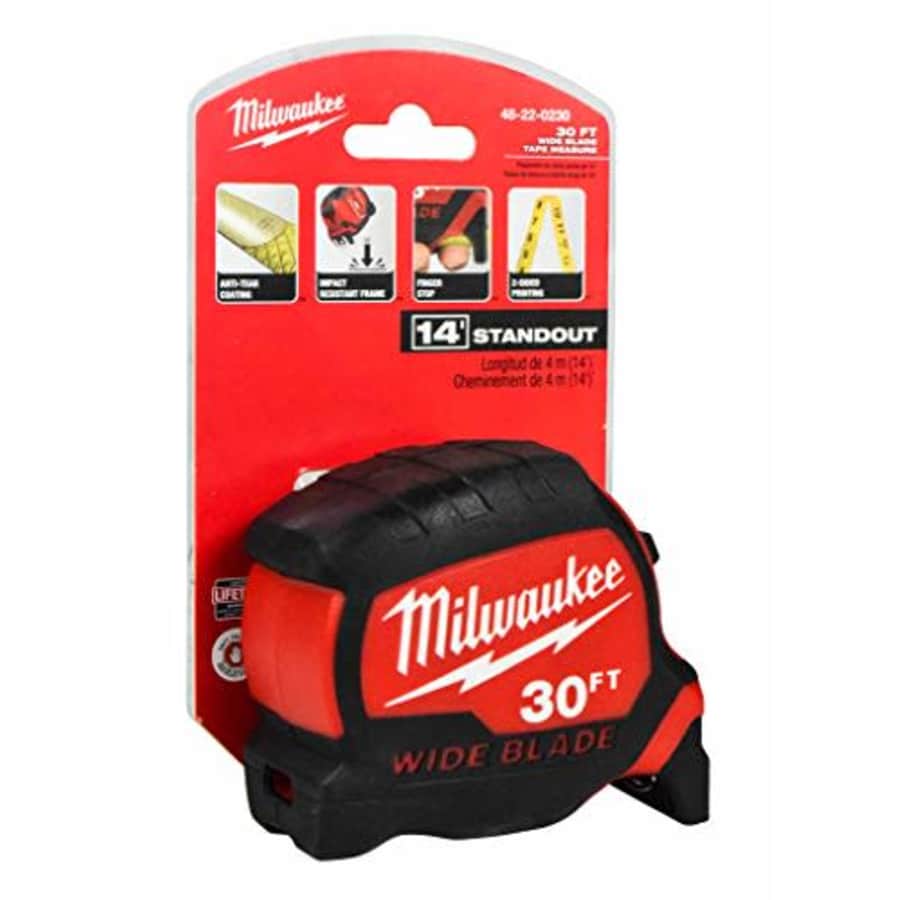 Milwaukee 48-22-0230 30 ft. x 1.3 in. Wide Blade Tape Measure for $34 Milwaukee 48-22-0230 30 ft. x 1.3 in. Wide Blade Tape Measure for $34