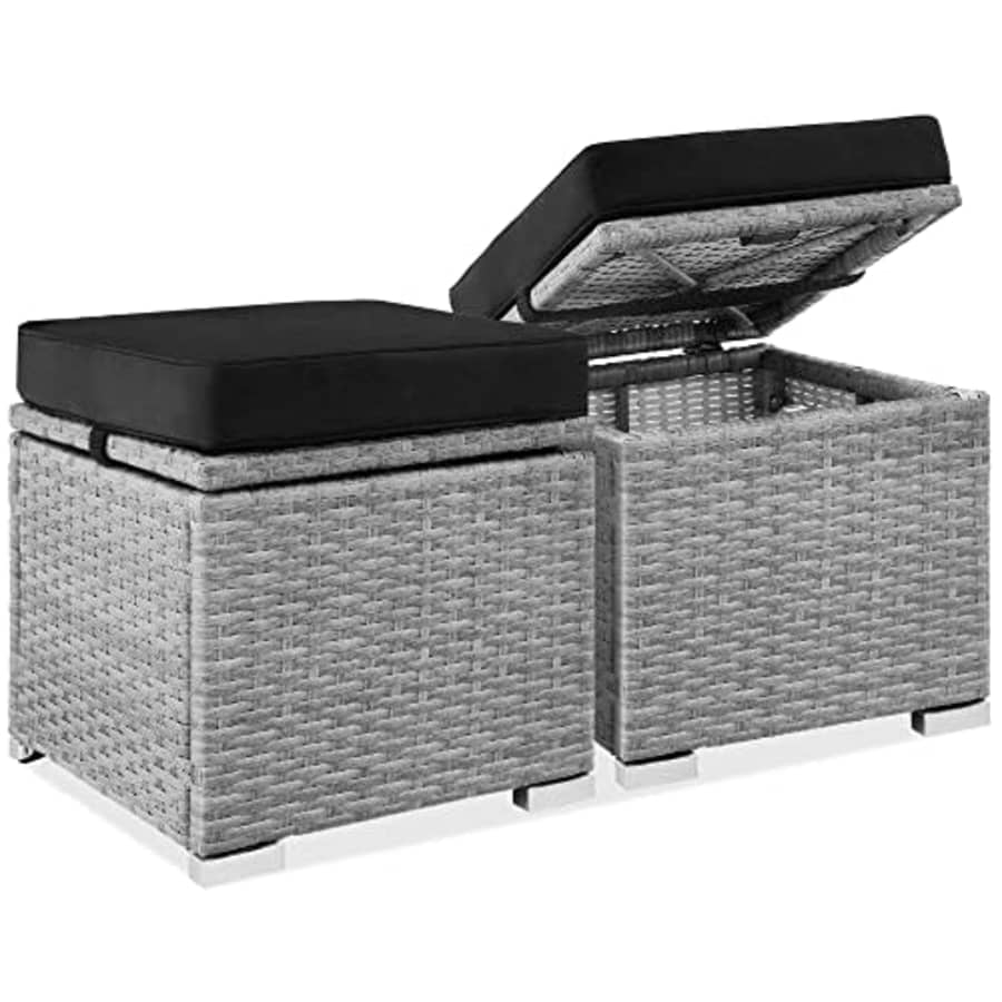 Best Choice Products Set of 2 Wicker Ottomans, Multipurpose Outdoor Furniture for Patio, Backyard, for $85