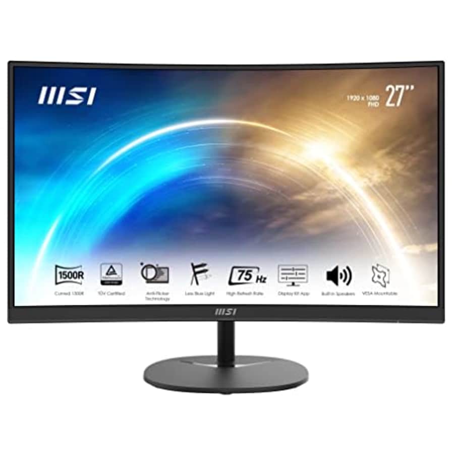MSI Pro MP271C, 27", 1920 x 1080 (FHD), Curved VA, 75Hz, FreeSync, TUV Certified Eyesight for $179