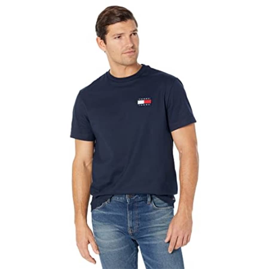Tommy Hilfiger Men's Tommy Jeans Short Sleeve Logo T Shirt, Sky Captain, XS for $25 Tommy Hilfiger Men's Tommy Jeans Short Sleeve Logo T Shirt, Sky Captain, XS for $25