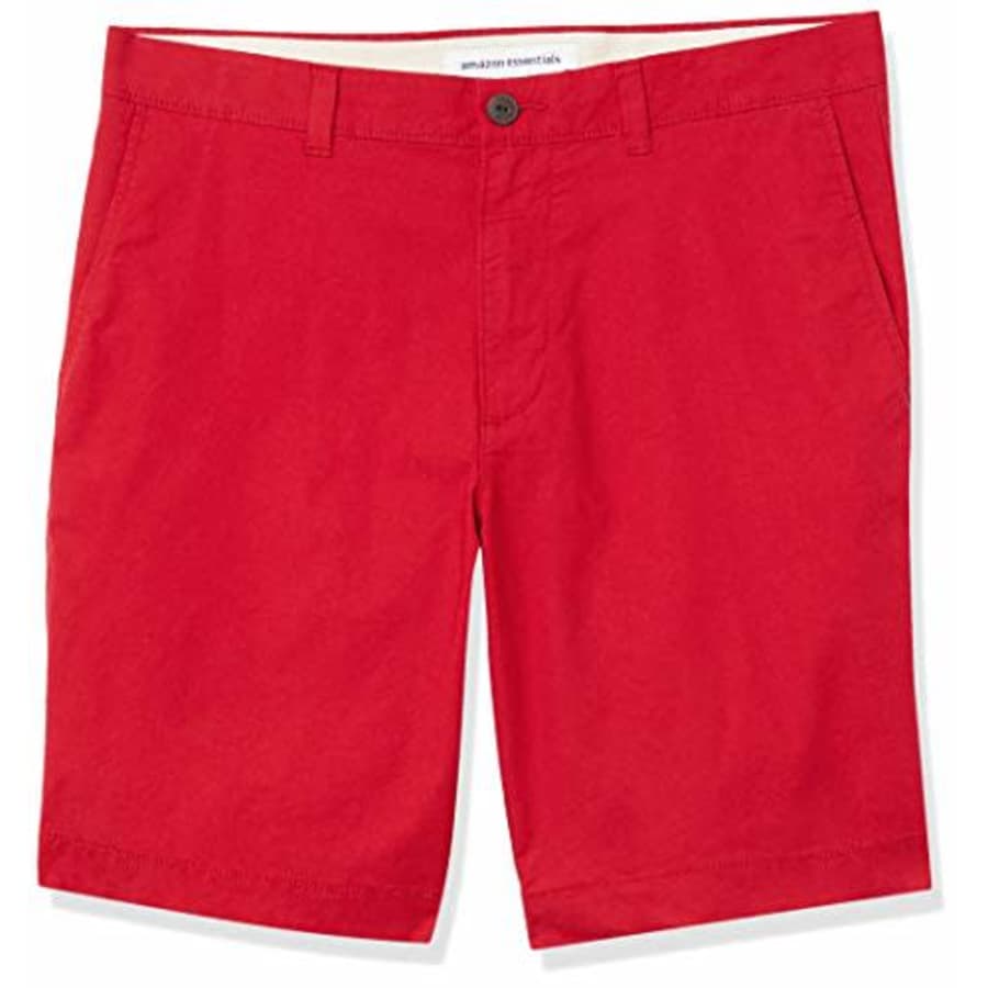 Amazon Essentials Men's Slim-Fit Lightweight Stretch 9" Short Shorts, -Red, 36 for $20