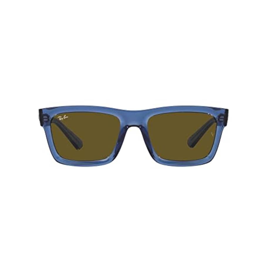Ray-Ban Men's RB4396F Warren Low Bridge Fit Rectangular Sunglasses, Transparent Dark Blue/Dark for $168