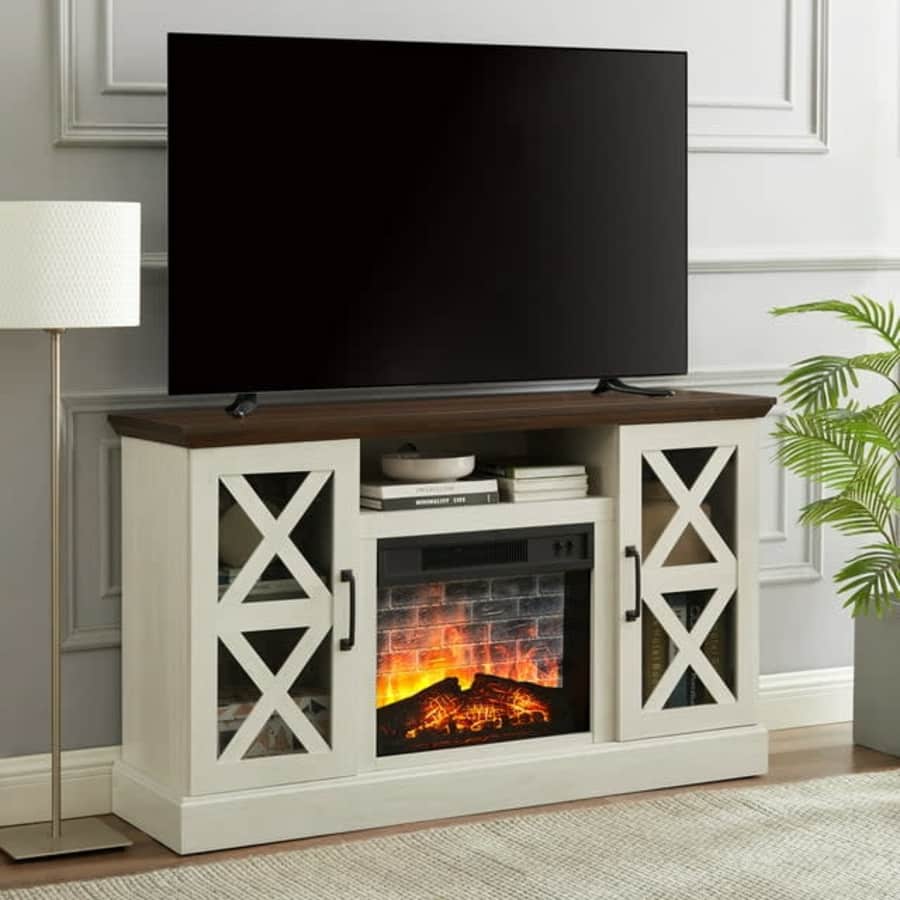Mainstays Farmhouse Electric Fireplace TV Stand for up to 55" TVs for $198
