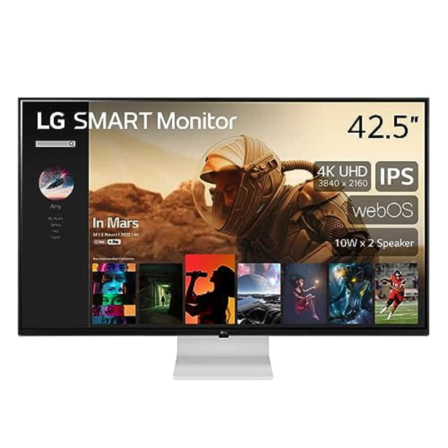 LG Smart Monitor (43SQ700S) -43-Inch 4K UHD(3840x2160) IPS Display, webOS Smart Monitor, ThinQ for $497