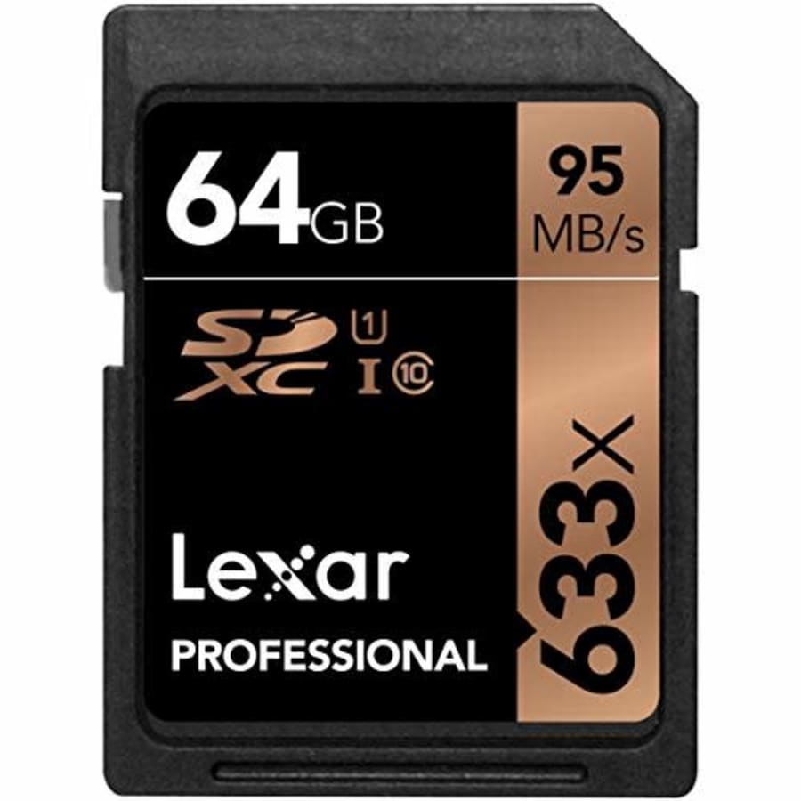Lexar Professional 633x 64GB UHS-1 Class 10 SDXC Memory Card for $11