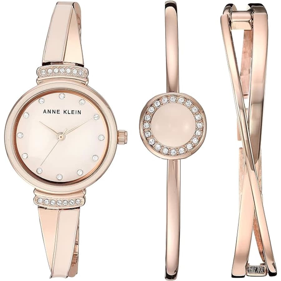 Anne Klein Women's Premium Crystal Accented Watch and Bangle Set for $34 Anne Klein Women's Premium Crystal Accented Watch and Bangle Set for $34
