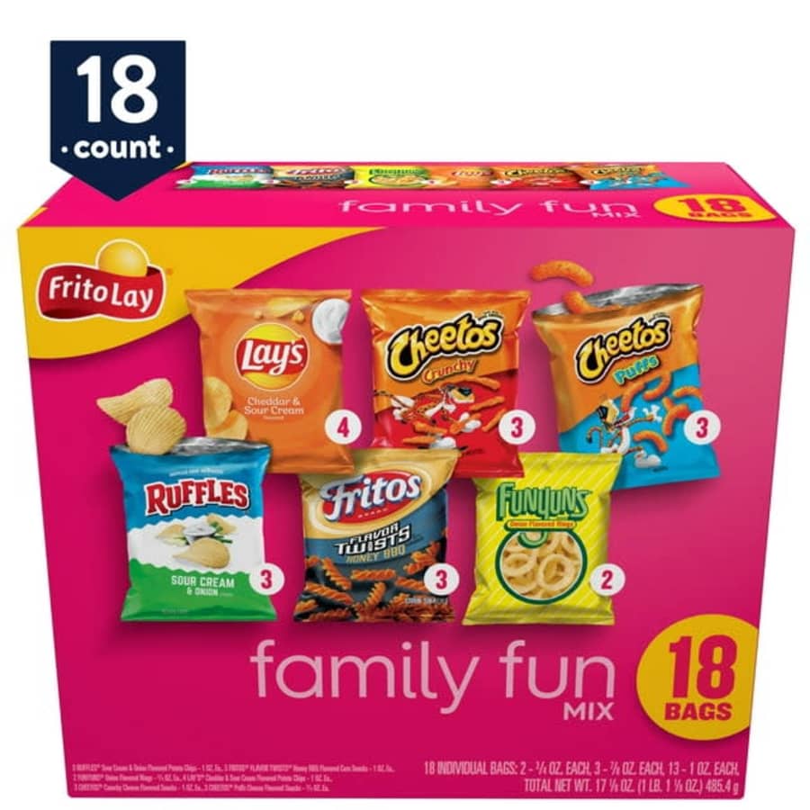 Frito-Lay Family Fun Mix 18-Bag Variety Pack: 2 for $20 w/ $3 Walmart Cash Frito-Lay Family Fun Mix 18-Bag Variety Pack: 2 for $20 w/ $3 Walmart Cash