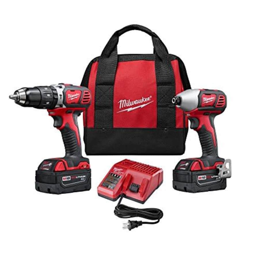 Milwaukee 2697-22 M18 18-Volt Lithium-Ion Cordless Hammer Drill/Impact Driver XC Combo Kit (2-Tool) for $279