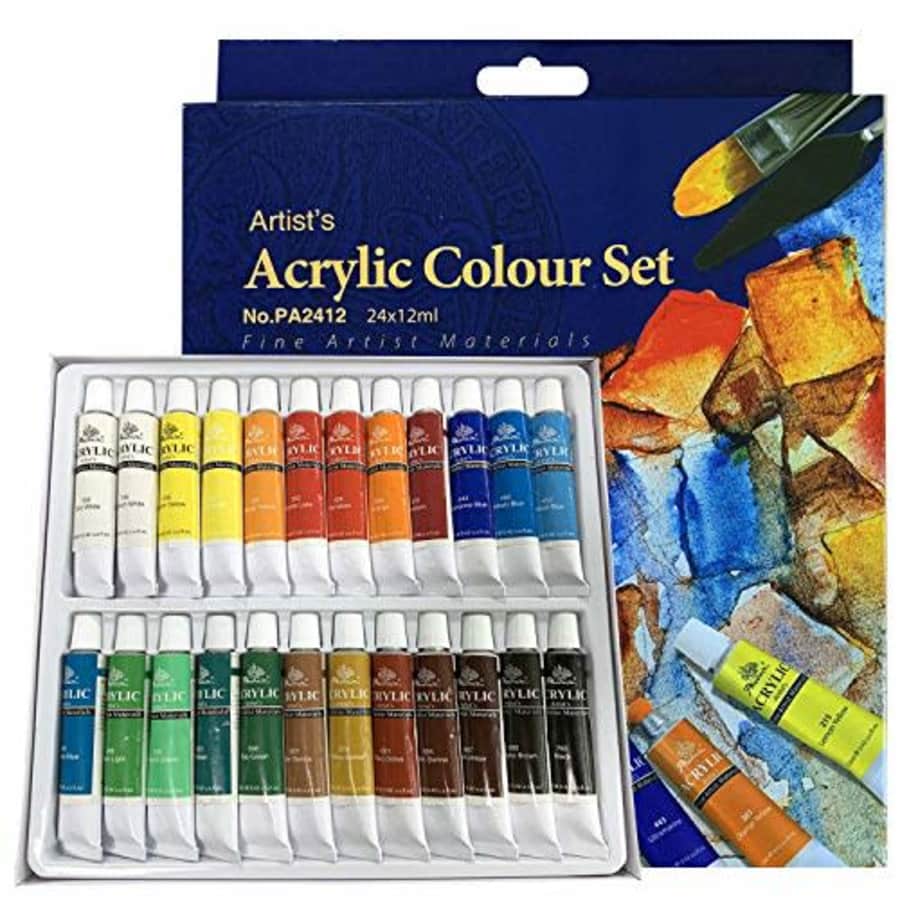 PHOENIX Acrylic Paint Set 24 Colors - 12ml/0.4 Fl Oz Non-Toxic Art Paints for Canvas, Christmas for $10 PHOENIX Acrylic Paint Set 24 Colors - 12ml/0.4 Fl Oz Non-Toxic Art Paints for Canvas, Christmas for $10