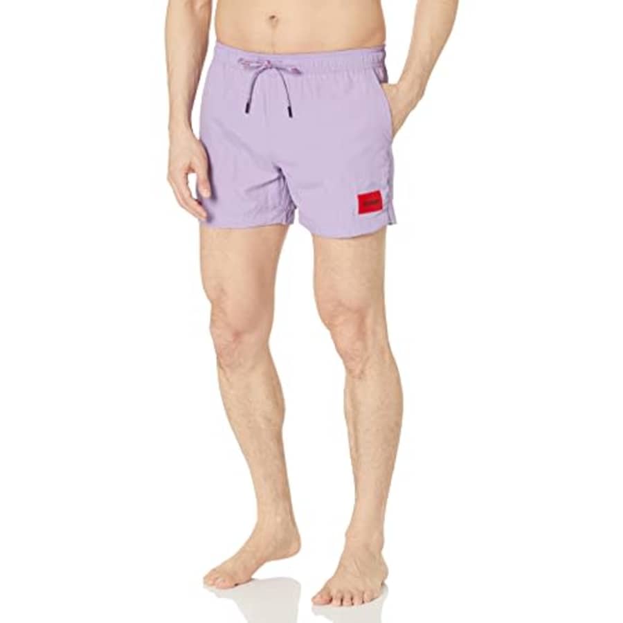 HUGO Mens Square Logo Swim Trunks, Medium Lilac, XX-Large US for $52