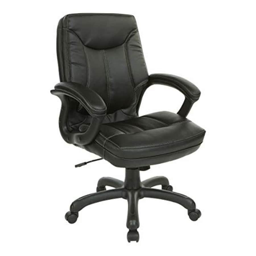 Office Star Bonded Leather Seat and Mid Back Executive's Chair with Padded Arms and Contrast for $196 Office Star Bonded Leather Seat and Mid Back Executive's Chair with Padded Arms and Contrast for $196