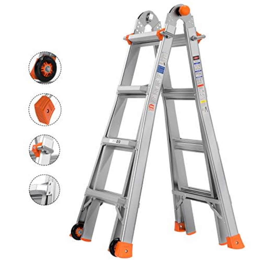 TACKLIFE Telescoping Ladder, 17 Feet Aluminum Extension Ladder with 2 Flexible Wheels, Safe for $199 TACKLIFE Telescoping Ladder, 17 Feet Aluminum Extension Ladder with 2 Flexible Wheels, Safe for $199