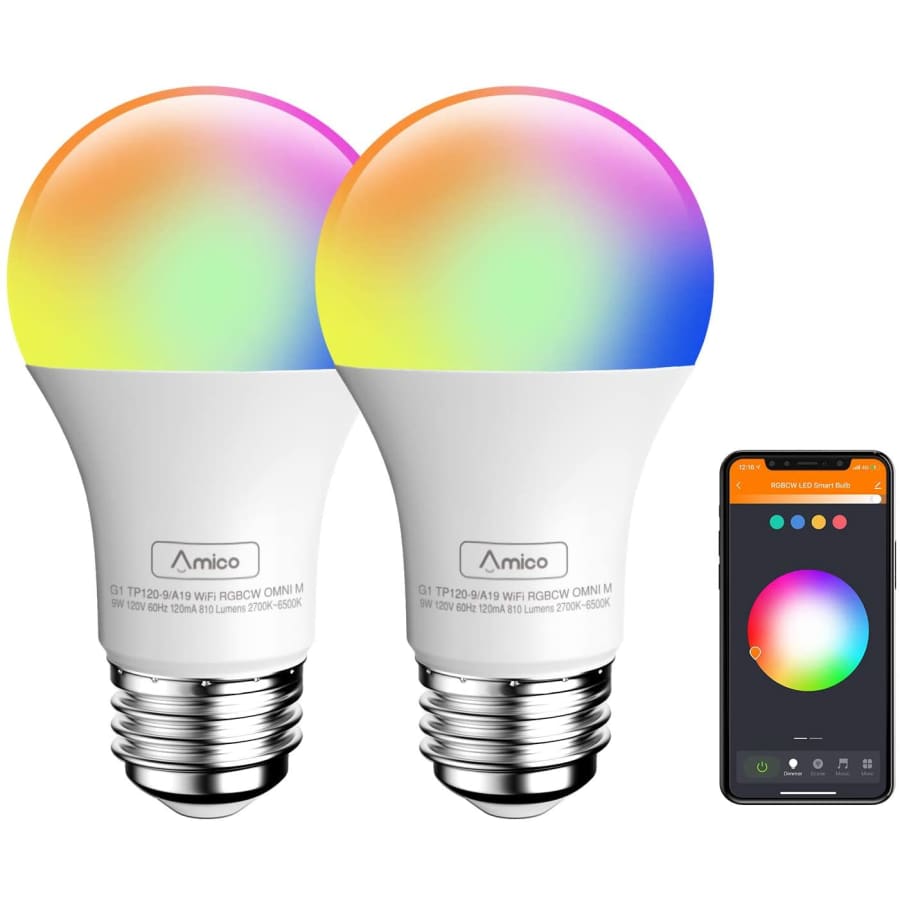 Amico 9-Watt 60W Equivalent LED Smart Light Bulb 2-Pack for $10