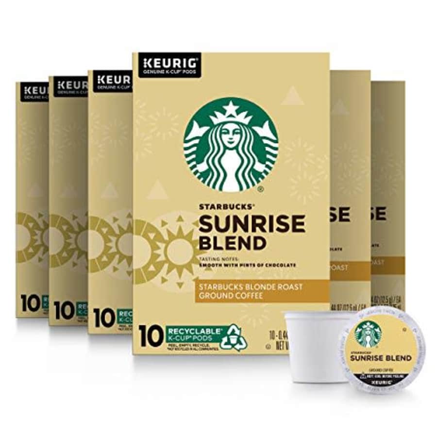Starbucks Blonde Roast K-Cup Coffee Pods Sunrise Blend for Keurig Brewers 10 Count (Pack of 6) for $80