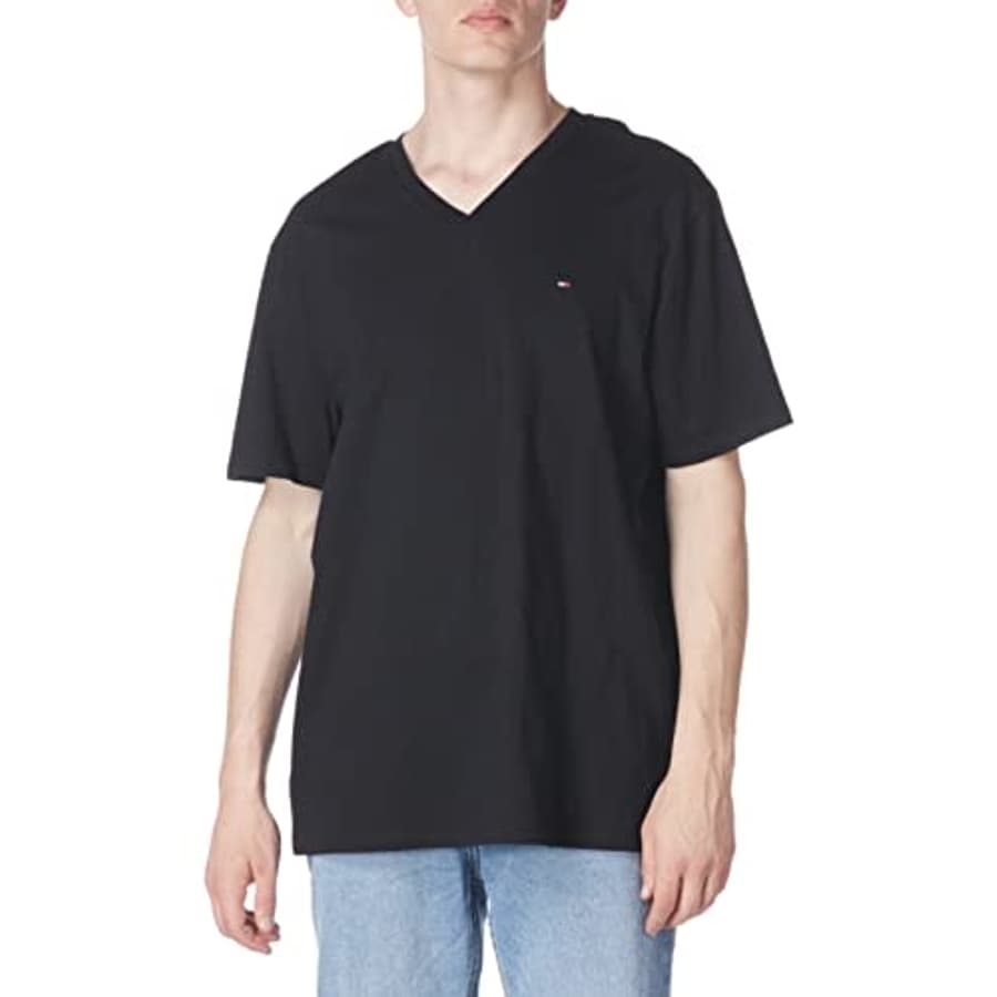 Tommy Hilfiger mens Tommy Hilfiger Men's Flag V Neck Tee T Shirt, Th Deep Black, X-Large US for $20