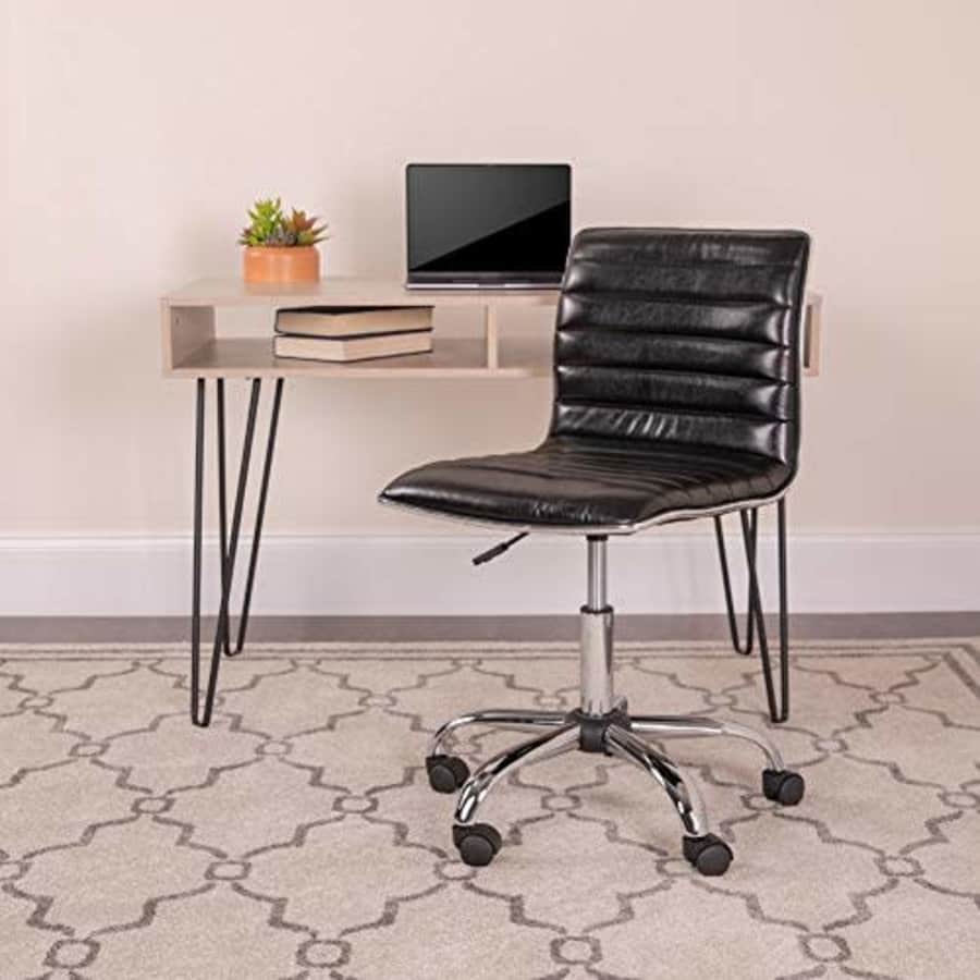 Flash Furniture Low Back Designer Armless Black Ribbed Swivel Task Office Chair for $85 Flash Furniture Low Back Designer Armless Black Ribbed Swivel Task Office Chair for $85