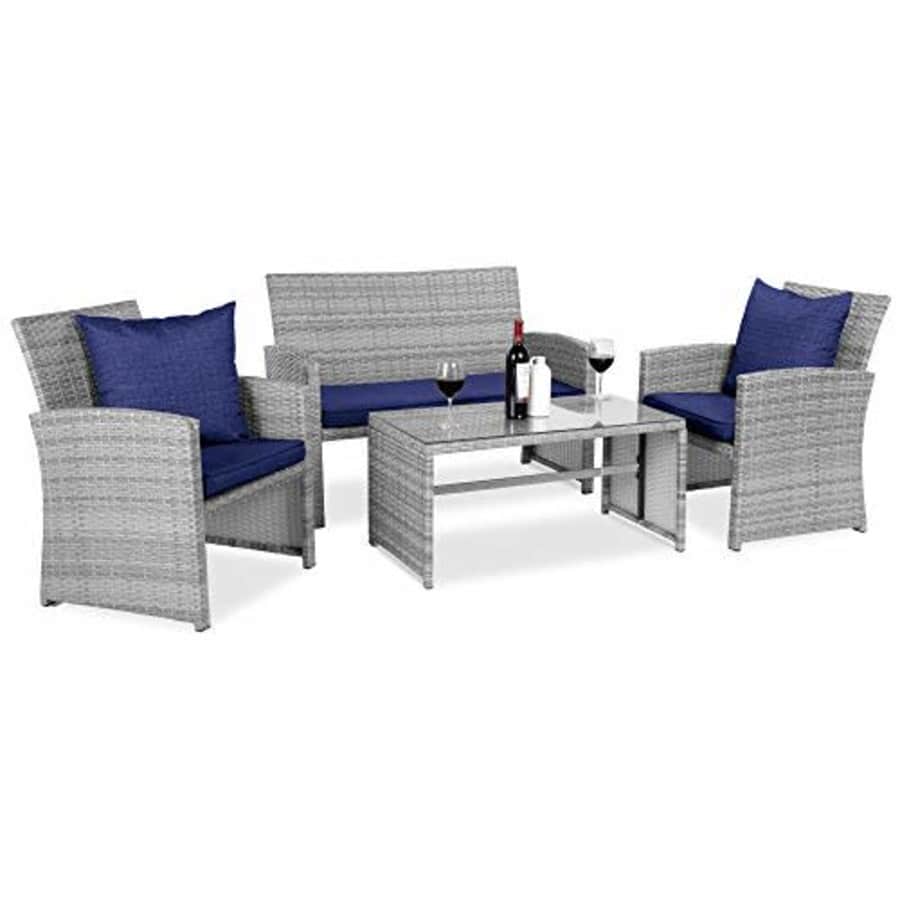 Best Choice Products 4-Piece Outdoor Wicker Patio Conversation Furniture Set for Backyard, Deck, for $200
