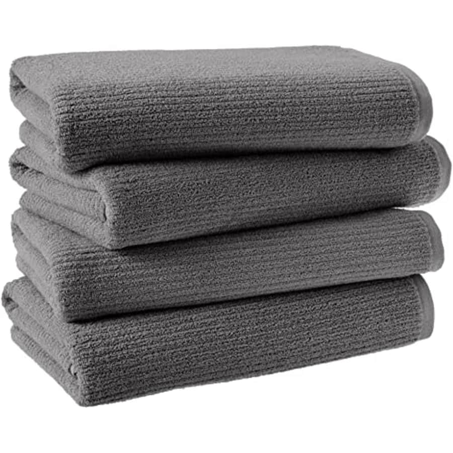 Amazon Aware 100% Organic Cotton Ribbed Bath Towels - Bath Towels, 4-Pack, Dark Gray for $57
