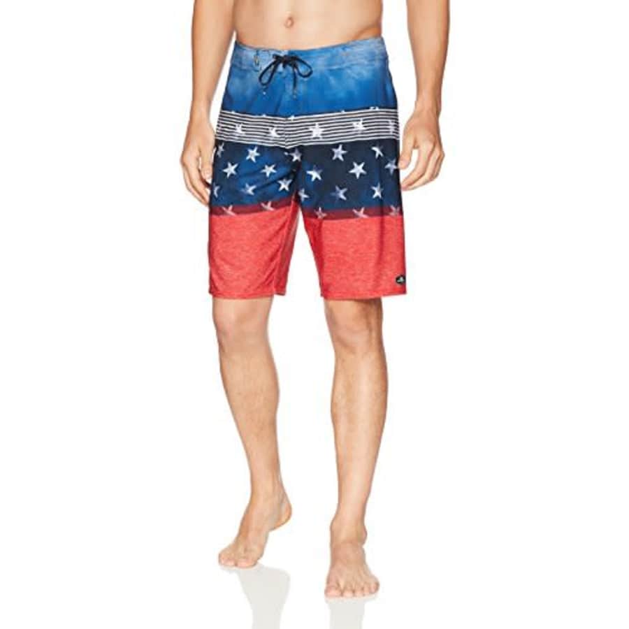 O'NEILL Men's 20 Inch Outseam Hyperfreak Stretch Swim Boardshort, Red White Blue, 44 for $36
