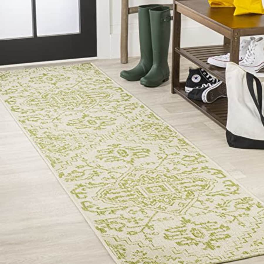 JONATHAN Y SMB105E-210 Estrella Bohemian Medallion Textured Weave Indoor Outdoor Area-Rug, Coastal for $42