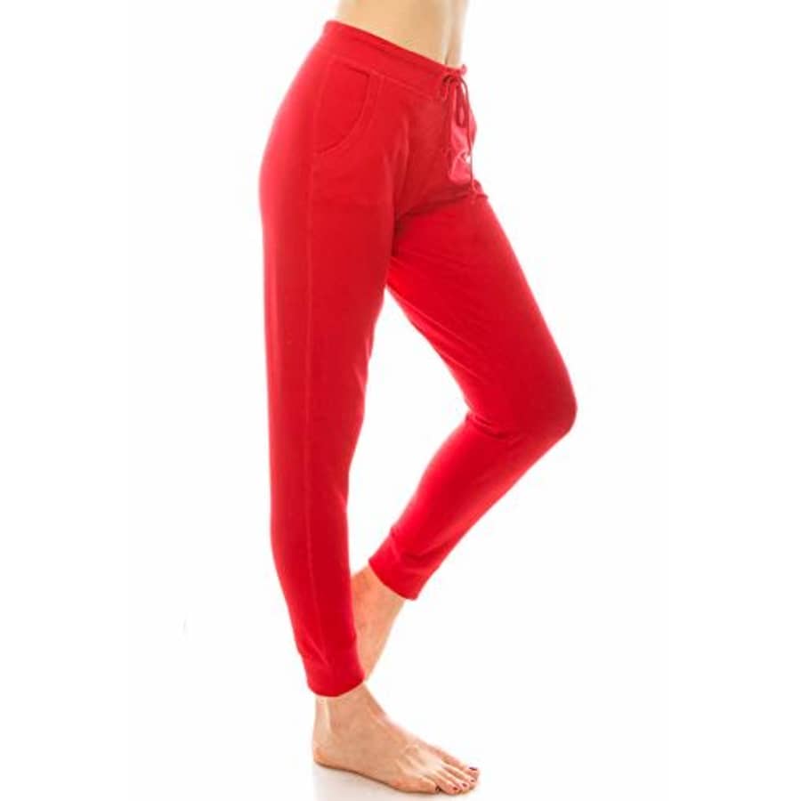 EttelLut Joggers Exercise Yoga Light Sweatpants Pajama Activewear Pockets Pants with Drawstring Red L for $8