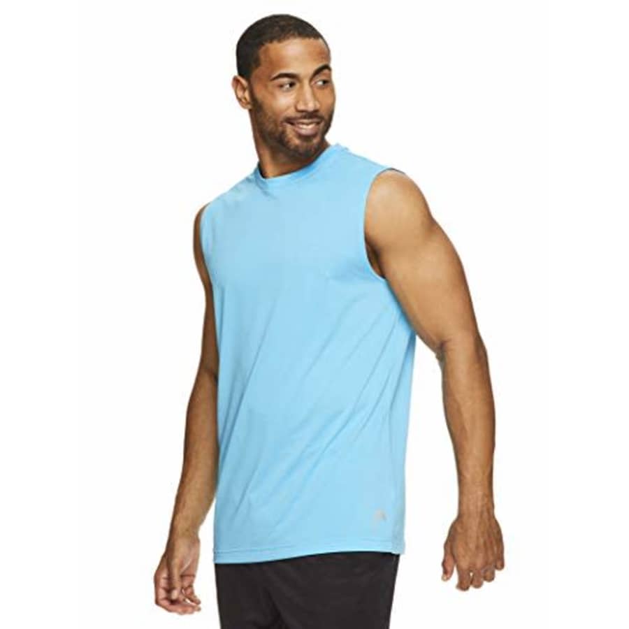 HEAD Men's Hypertek Mesh Gym Training & Workout Muscle Tank - Sleeveless Activewear Top - Cyan Blue for $29