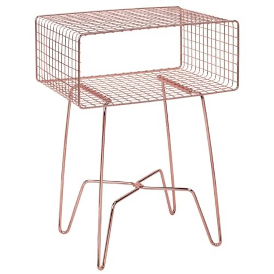 mDesign Modern Industrial Side Table with Storage Shelf, 2-Tier Metal Minimal End Table, Metallic for $50