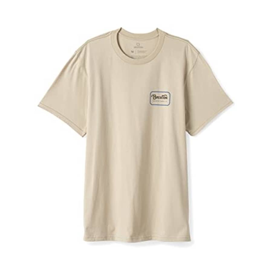 Brixton Men's Grade Short Sleeve Standard T-Shirt, Cream/Blue, Large for $19