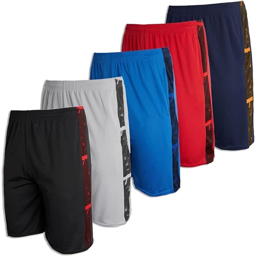 Real Essentials Men's Mesh Athletic Basketball Shorts 5-Pack for $29