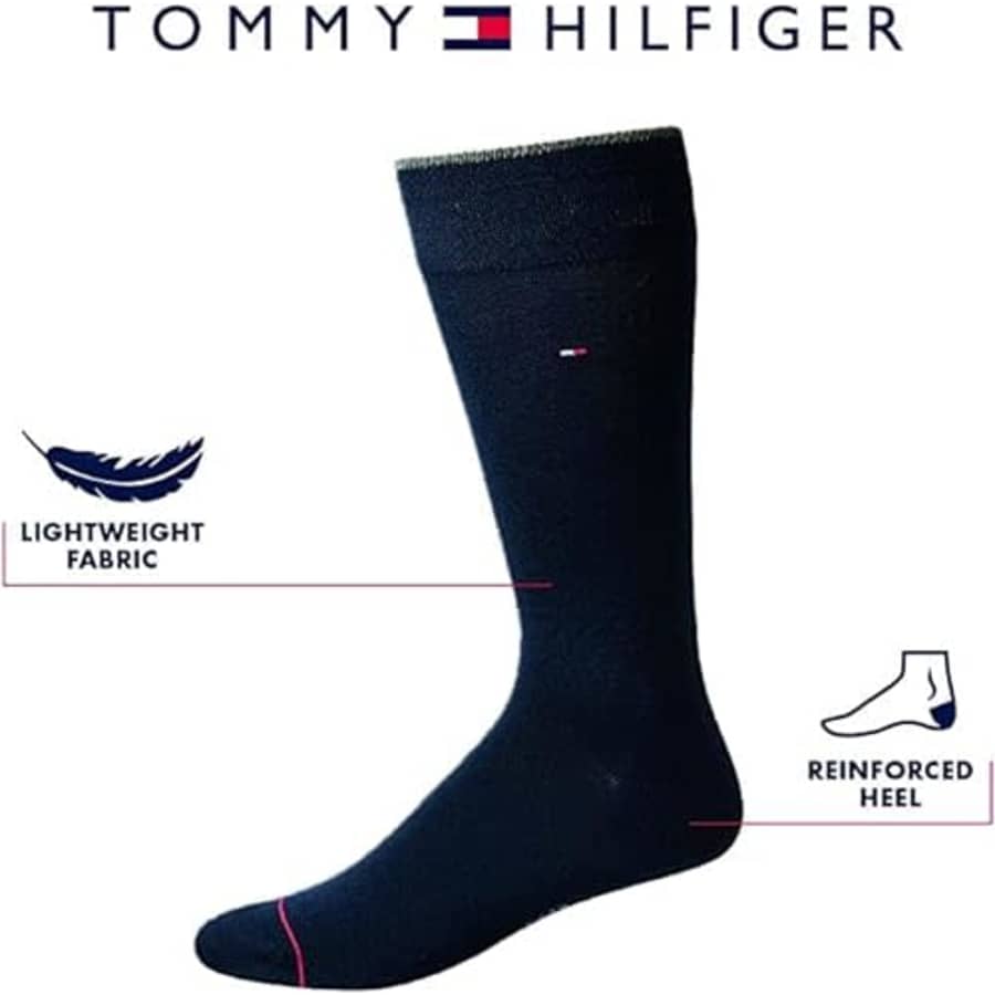 Tommy Hilfiger Men's Socks - Lightweight Comfort Crew Dress Sock (5 Pack), Size 7-12, Khaki Assorted for $28