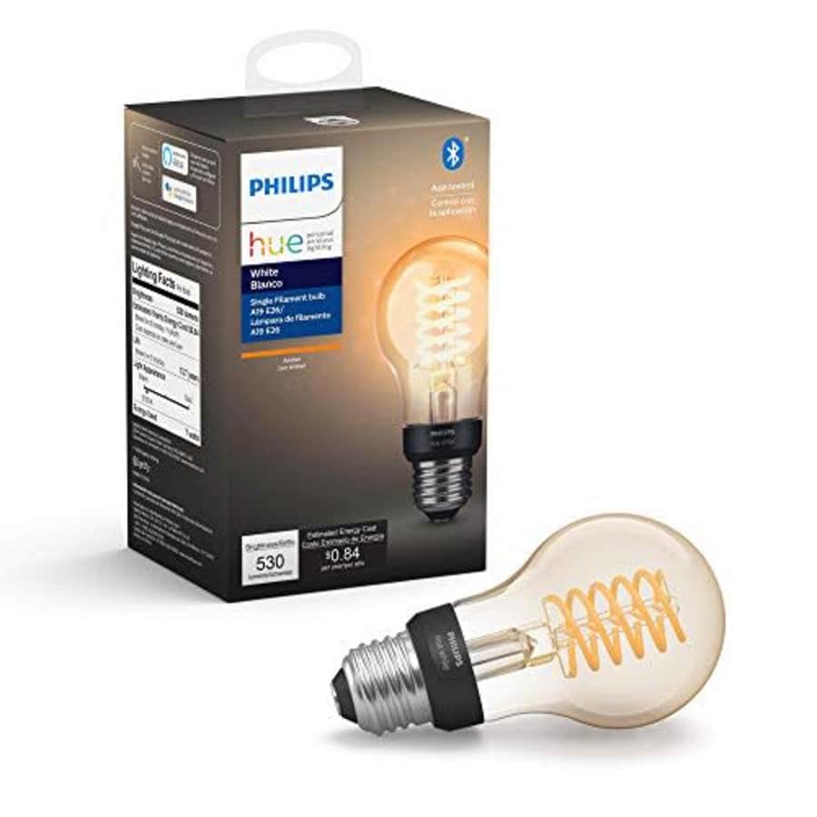 Philips Hue White Filament A19 Smart Vintage LED bulb, Bluetooth & Hub compatible (Hue Hub for $35