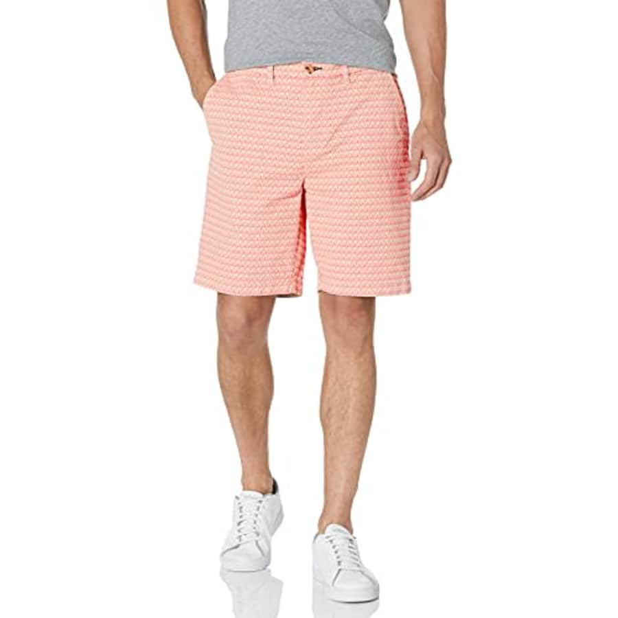 Tommy Hilfiger Men's Chino Shorts, 8746 Gable Flamingo Print_BTMS+Gravel, 42 for $44