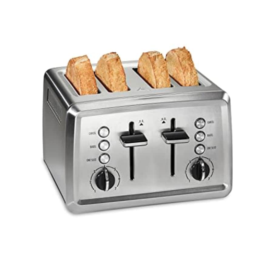 Hamilton Beach Modern Stainless Steel 4 Slice Toaster with Sure-Toast Technology, Extra-Wide Slots, for $50