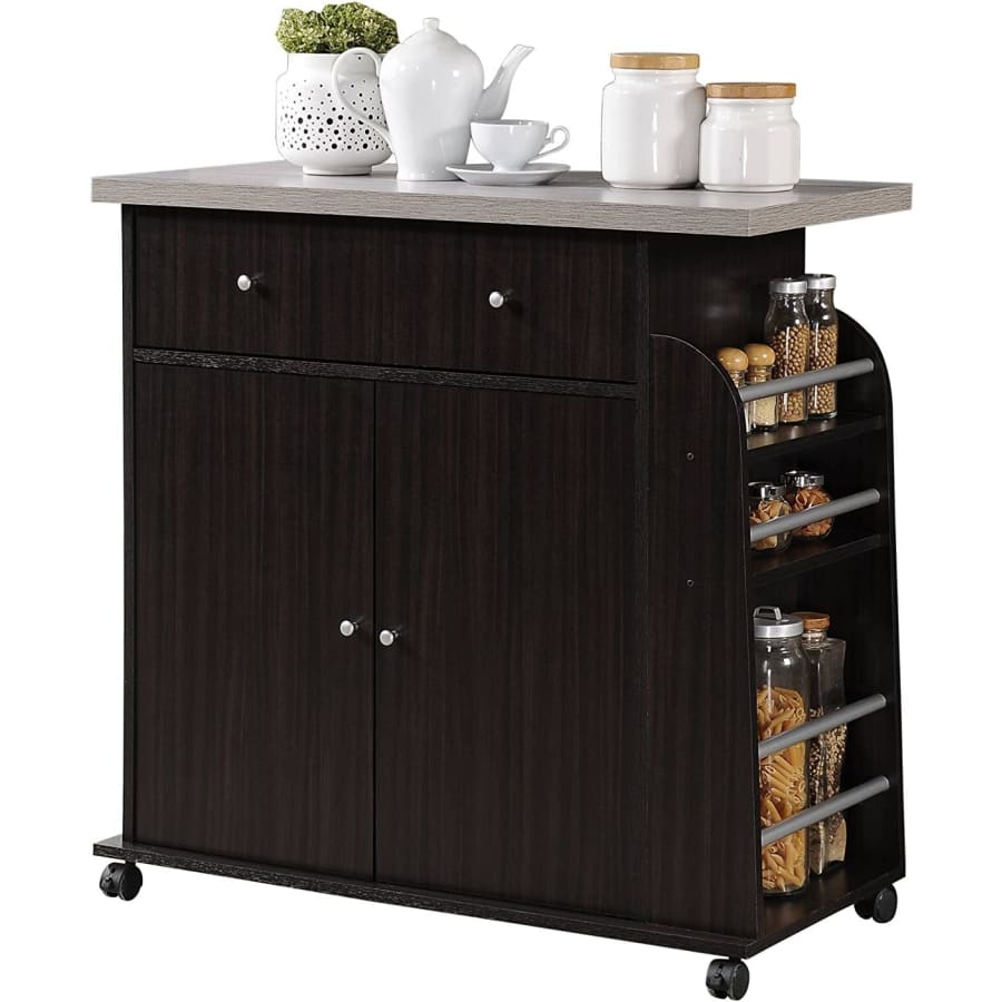 Hodedah Import Kitchen Island with Spice Rack and Towel Rack for $121 Hodedah Import Kitchen Island with Spice Rack and Towel Rack for $121