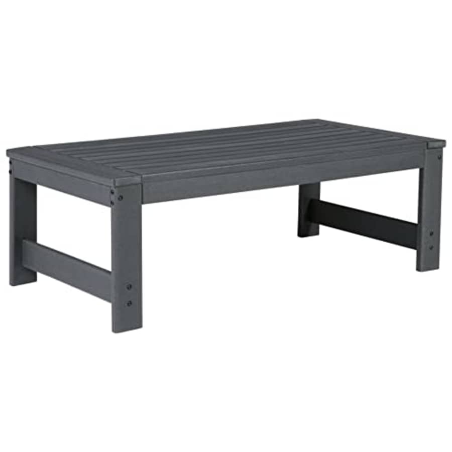 Signature Design by Ashley Amora Outdoor HDPE Patio Coffee Table, Charcoal Gray for $200 Signature Design by Ashley Amora Outdoor HDPE Patio Coffee Table, Charcoal Gray for $200
