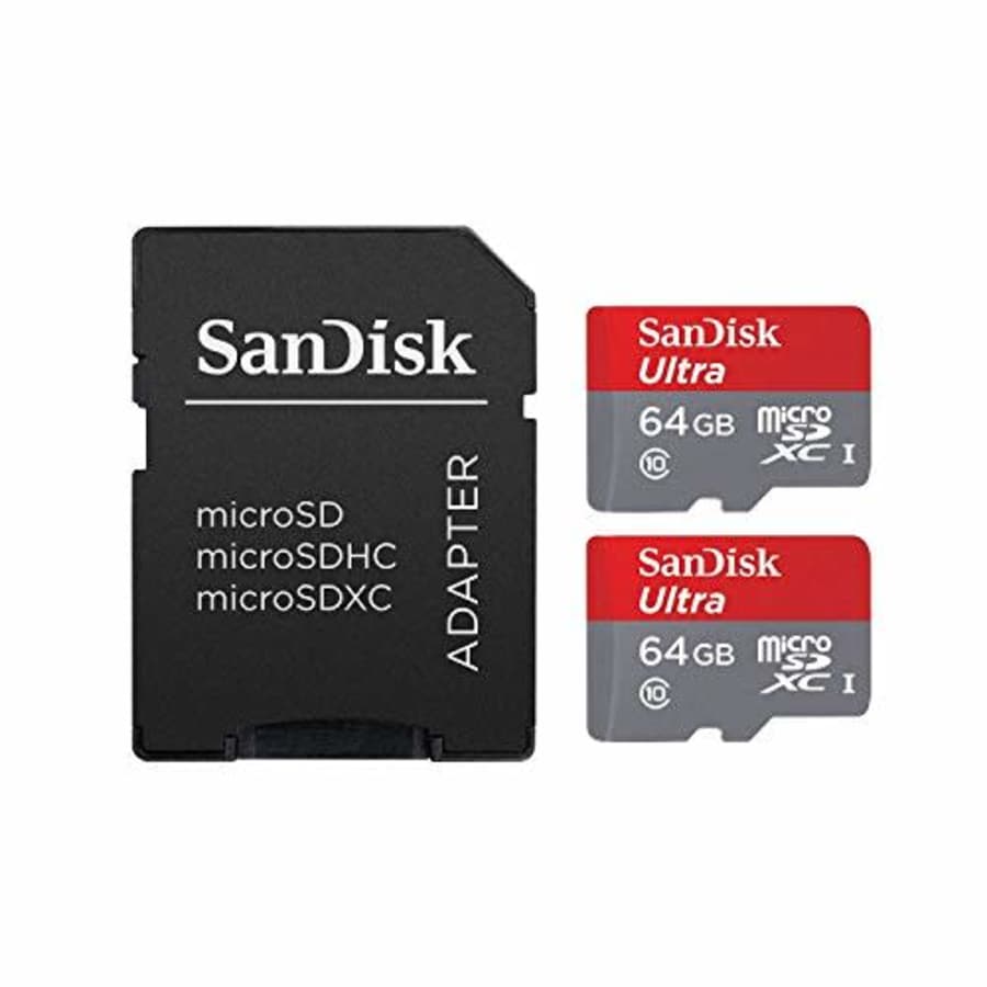 SanDisk SDSQUNC064GAULM Ultra 64GB microSDXC UHS-I Card with Adapter (Pack of 2) for $16 SanDisk SDSQUNC064GAULM Ultra 64GB microSDXC UHS-I Card with Adapter (Pack of 2) for $16