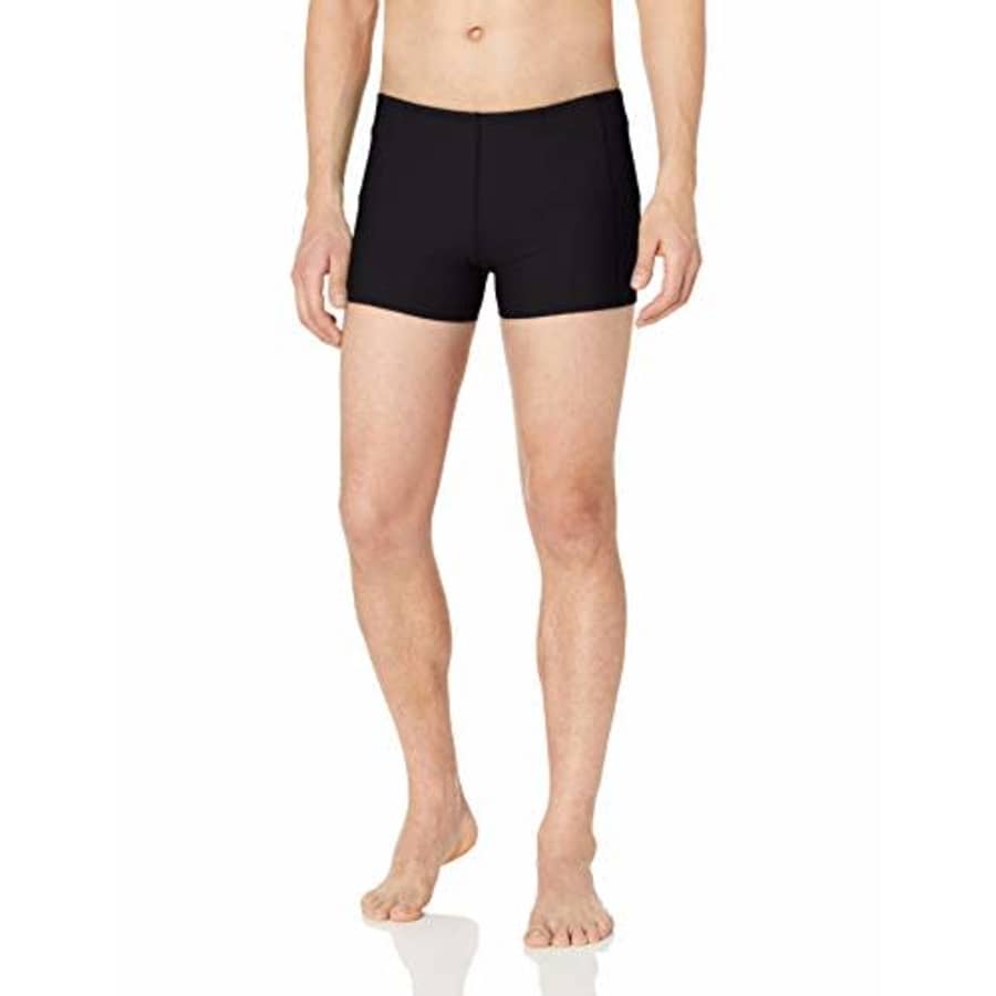 Amazon Essentials Men's Square Swim Brief, Black, Small for $24 Amazon Essentials Men's Square Swim Brief, Black, Small for $24