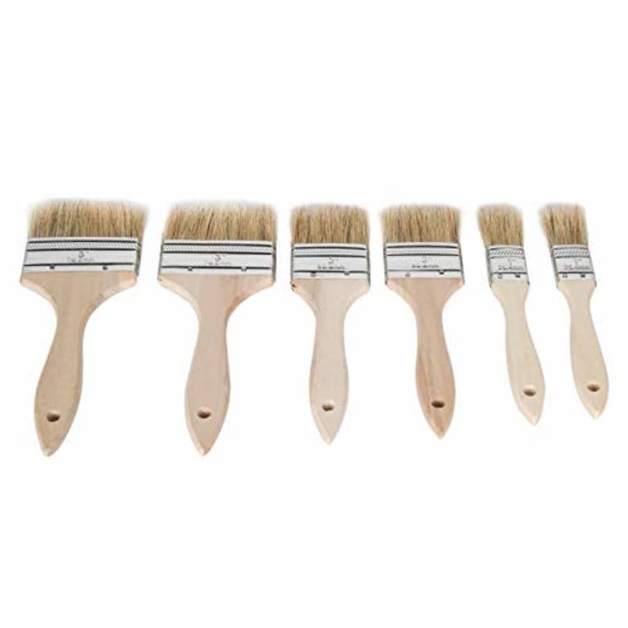 ETERNA 6Pack Chip Paint Brush 1inch 2inch 3inch Natural Bristles Wooden Handle Flat Brushes Set for for $7