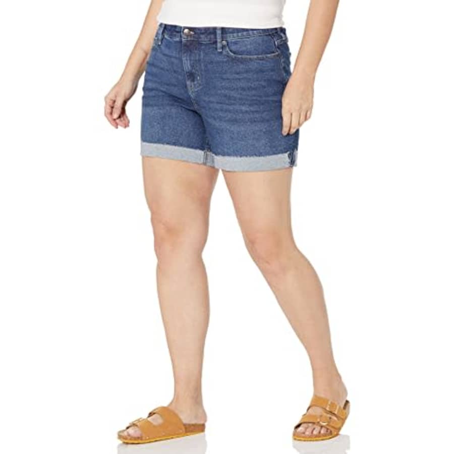 Calvin Klein Women's Plus Size High Rise Loose Fit 5-Pocket Styling Shorts, Santa Monica, 24W for $49