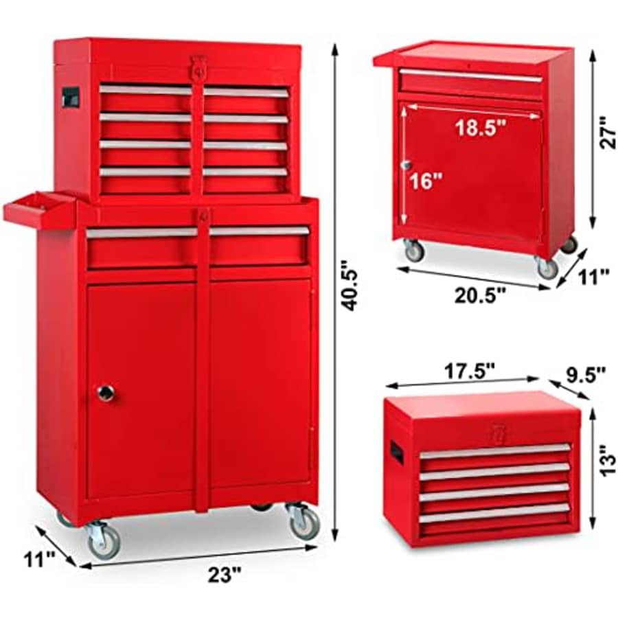 BIG RED ATBT2315R Torin 2 in 1 Rolling Tool Chest with 5 Drawers and Lockable Tool Storage with for $190 BIG RED ATBT2315R Torin 2 in 1 Rolling Tool Chest with 5 Drawers and Lockable Tool Storage with for $190